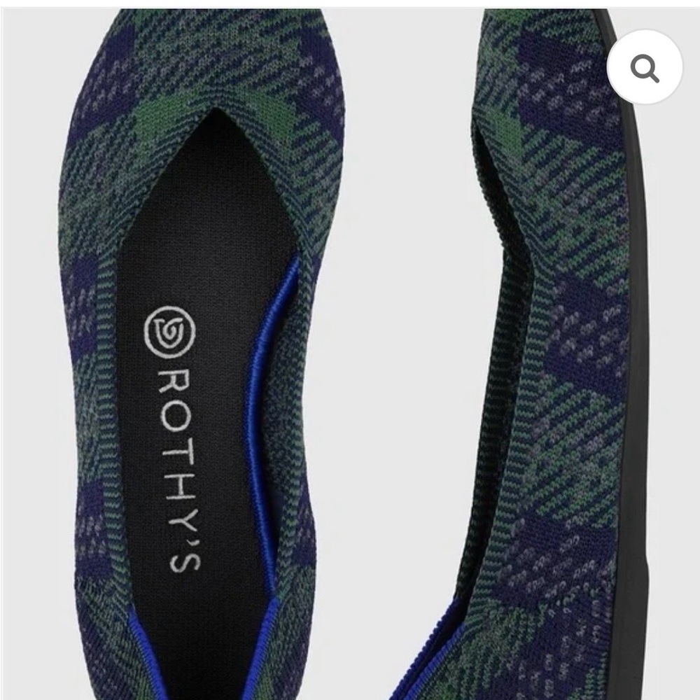Rothy's Navy and Forest Tartan Flats size 10.5